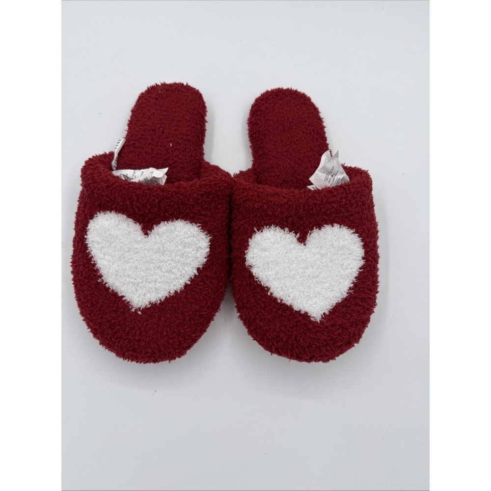 Pottery Barn Heart Jacquard Red & White Slippers Sz Small